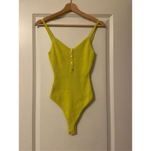 Neon Green ribbed body suit Women’s size Medium